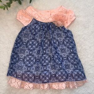 Youngland Baby Girl Dress 12M Peach & Blue EUC